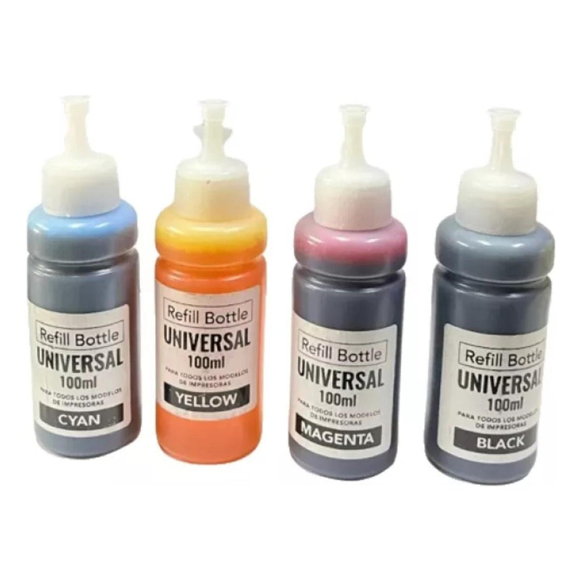 Pack de botellas de tinta alternativas universales de 100 ml – Negro, magenta, cian y amarillo – vista 2