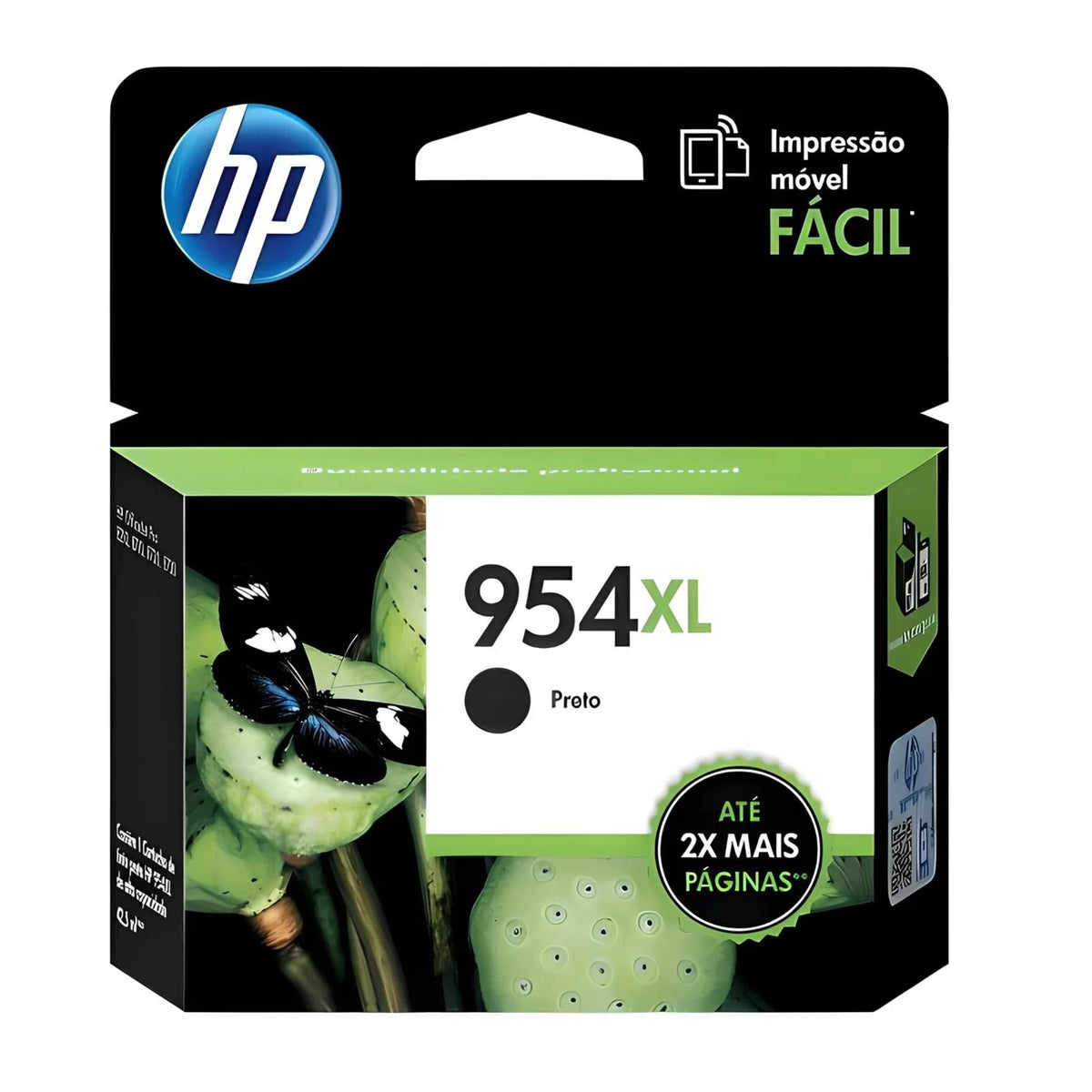 Cartucho de tinta HP 954XL negro original de alto rendimiento en su empaque.