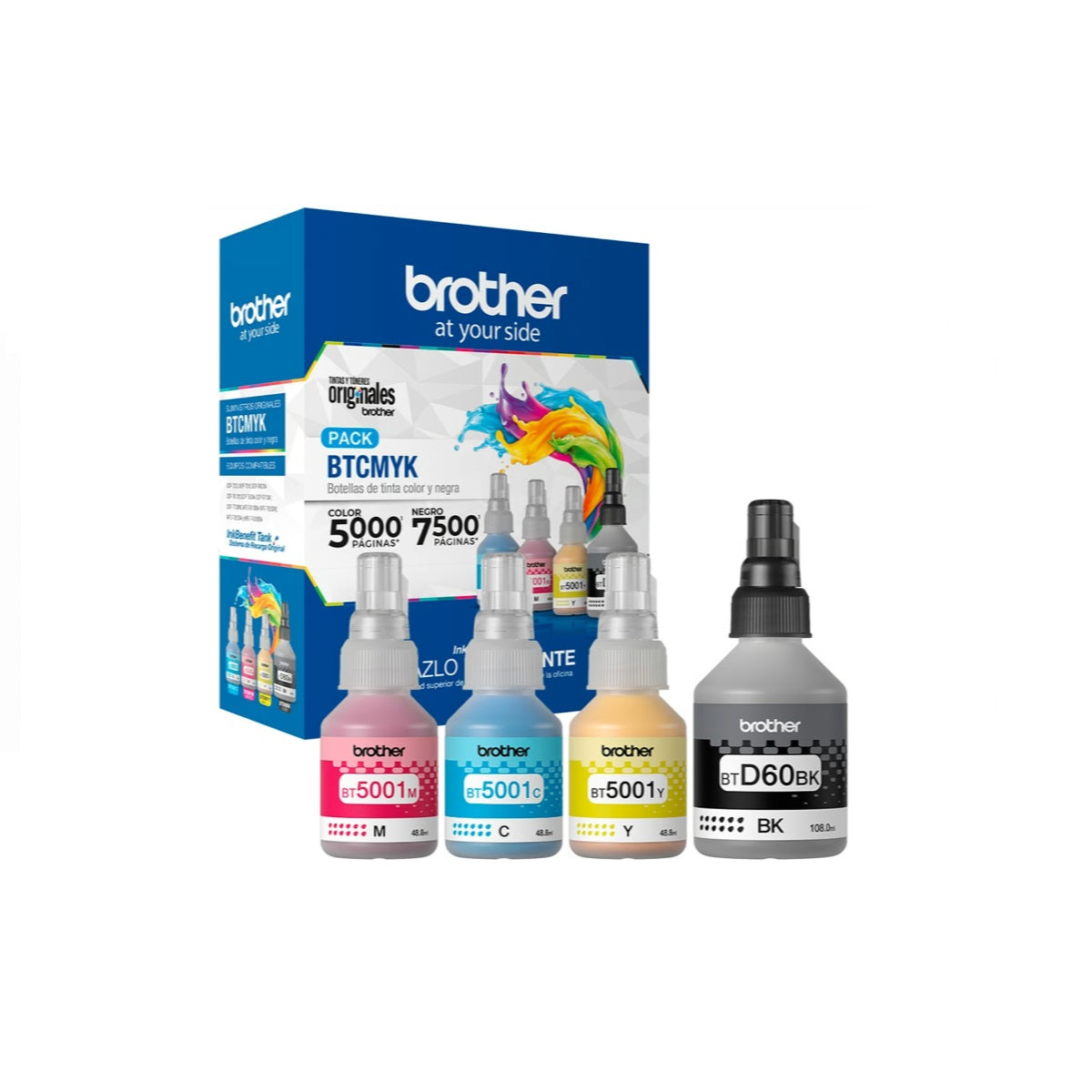 Pack Tintas Brother Btd60-bt5001 Original N/M/C/Y-BROTHER-tintas-para-impresora-en-santiago