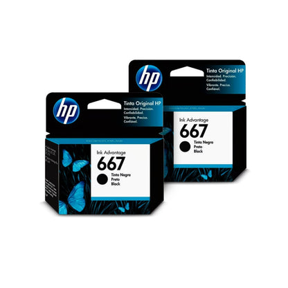 Pack 2 Tintas hp 667 Negro Original 1275/2374/2375/2376/2775