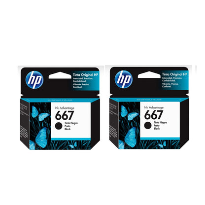 Pack 2 Tintas hp 667 Negro Original 1275/2374/2375/2376/2775