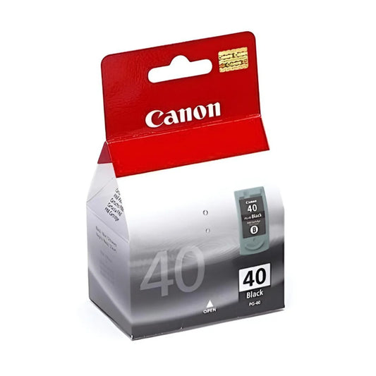 Cartucho de tinta Canon PG-40 negro original en su empaque oficial.