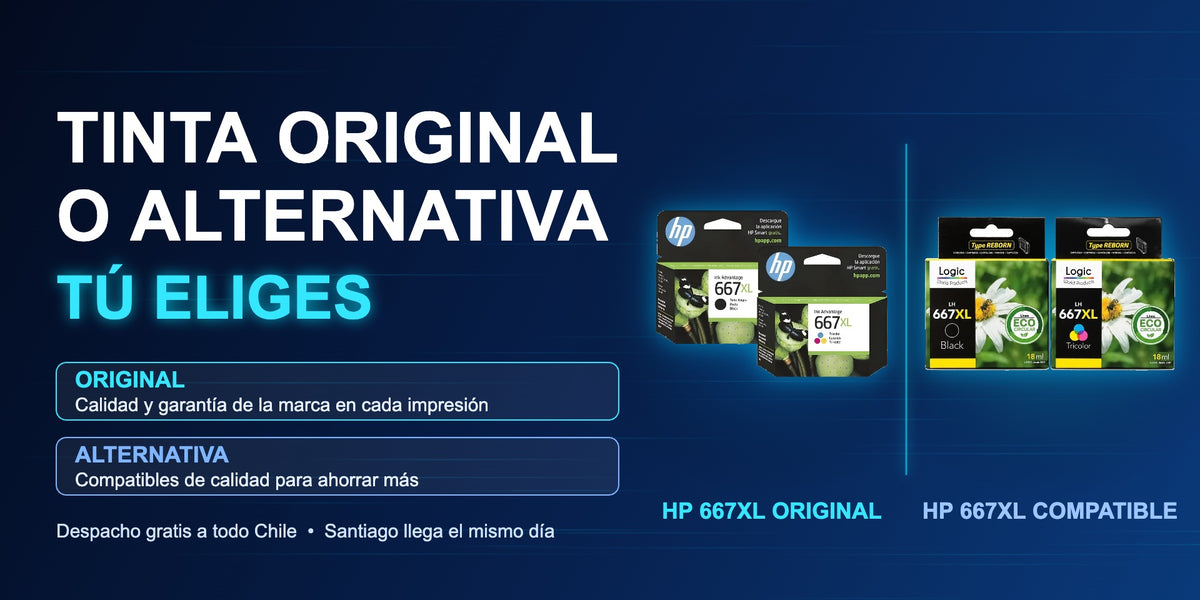 Tinta original o alternativa, tú eliges: pack de cartuchos HP 667XL original y pack HP 667XL compatible