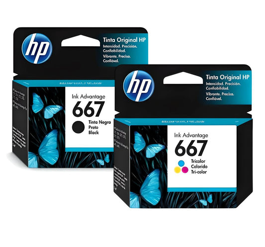 Pack Cartuchos Tinta HP 667 Original – Negro y Tricolor