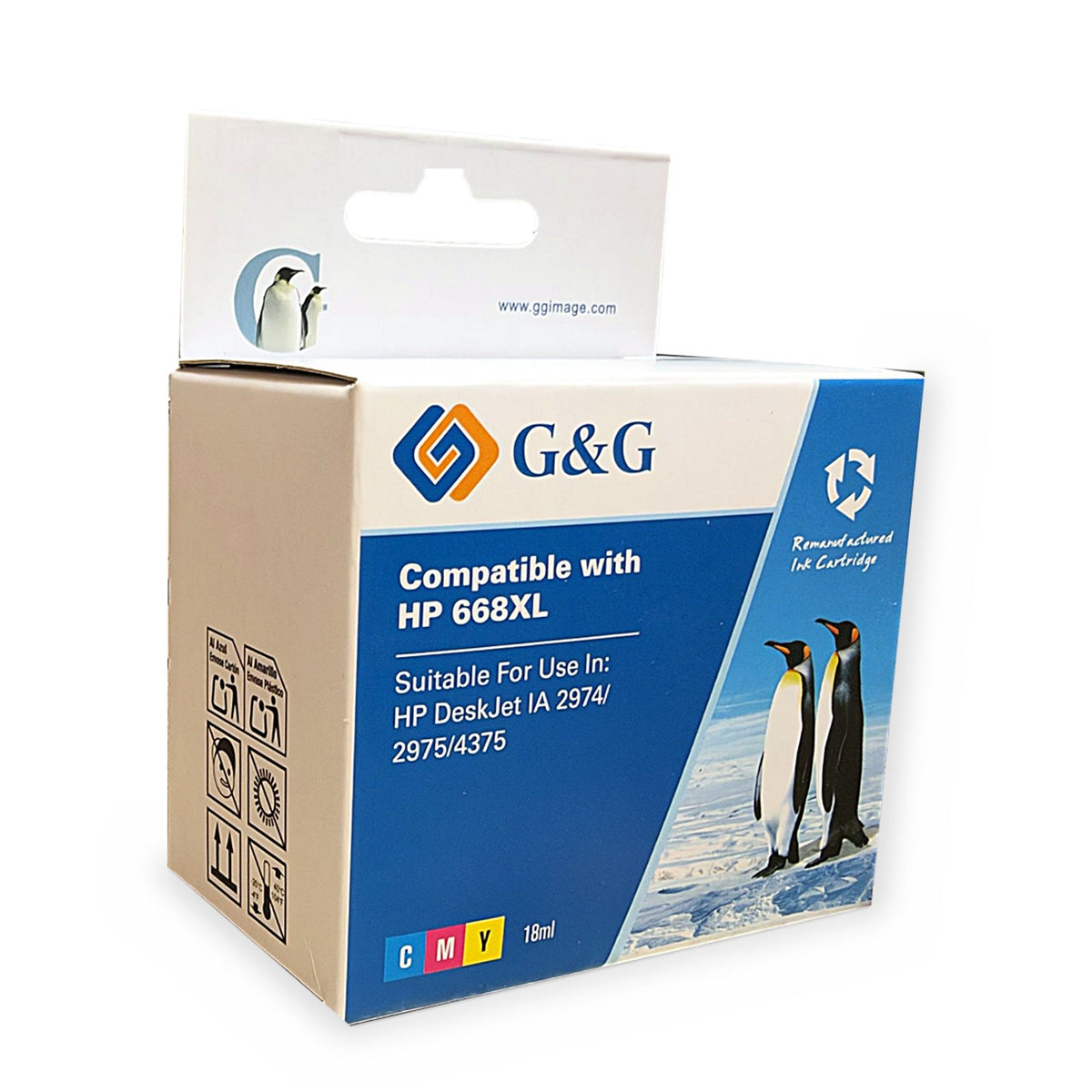 Cartucho G&G compatible HP 668XL tricolor caja