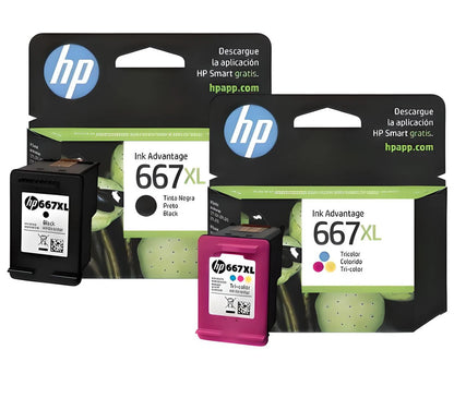 Pack Cartuchos de Tinta HP 667XL Original – Negro y Tricolor