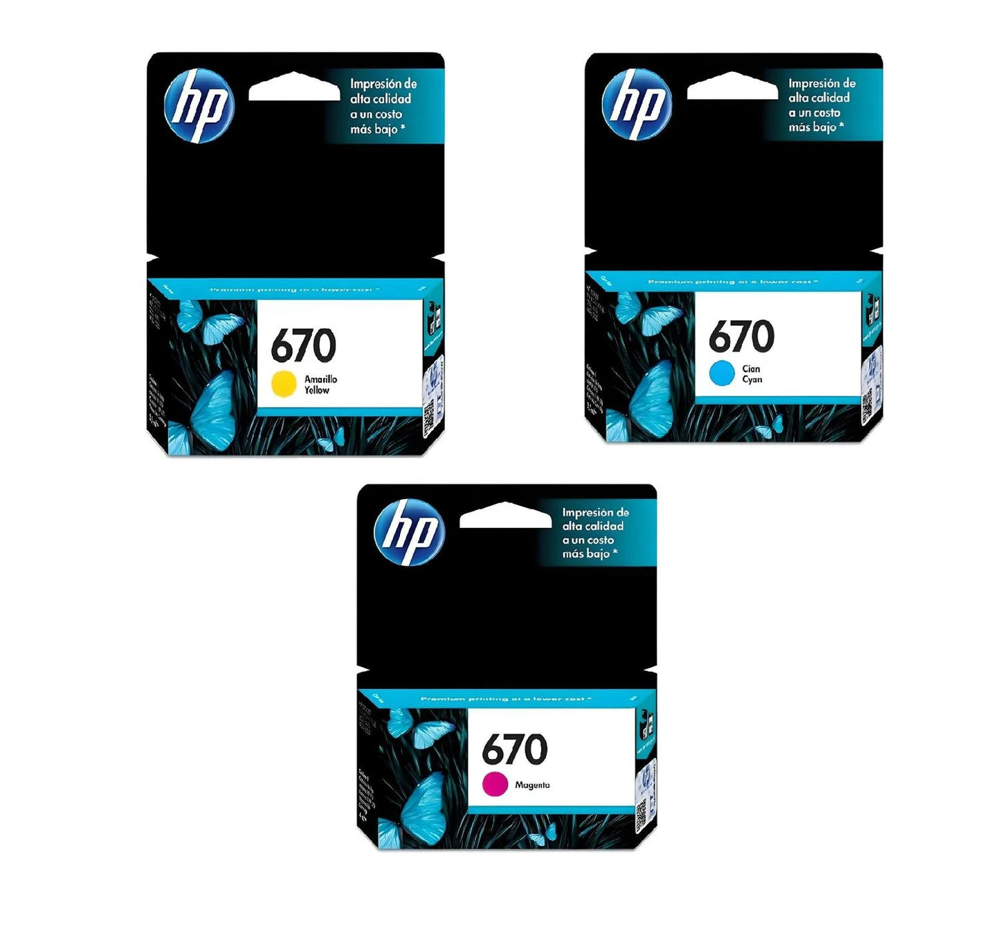 Pack Cartuchos de Tinta HP 670 CMY Original – Cian, Magenta y Amarillo