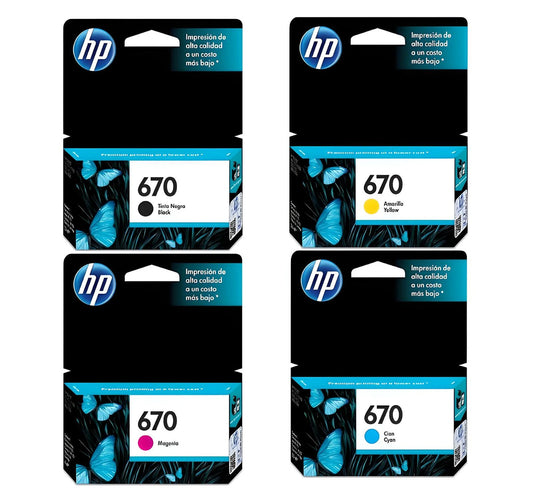 Pack Cartuchos Tinta HP 670 Original – 4 Colores