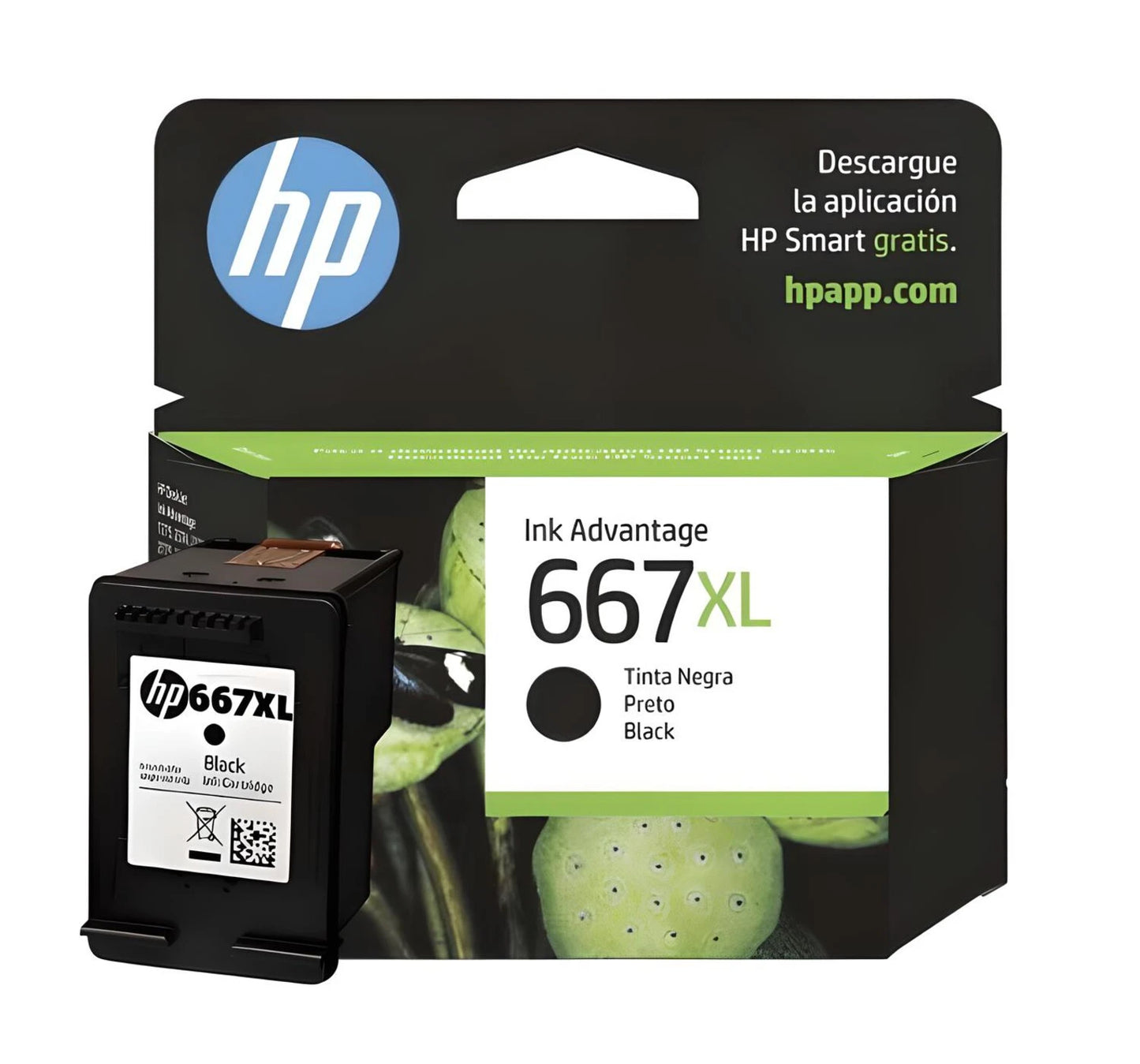Cartucho de Tinta HP 667XL Negro Original – Alto Rendimiento